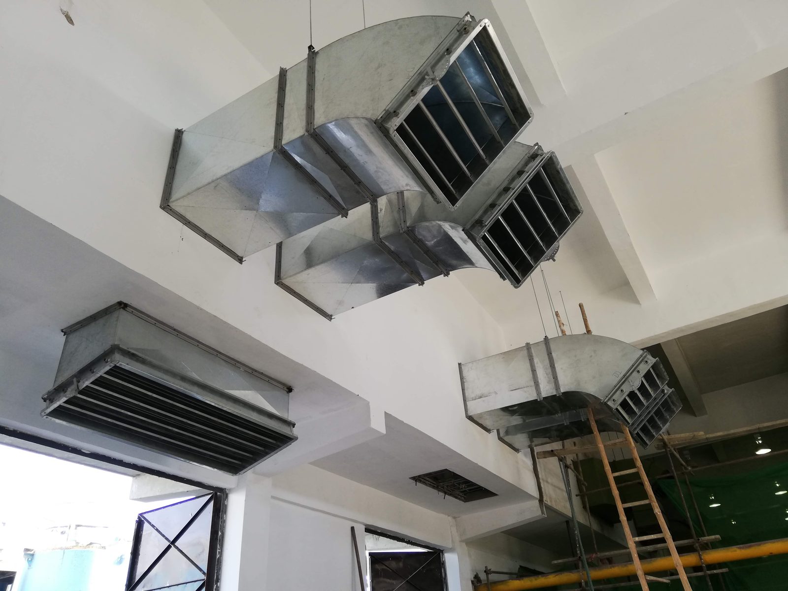 G.I. sheet metal ducting branch installation