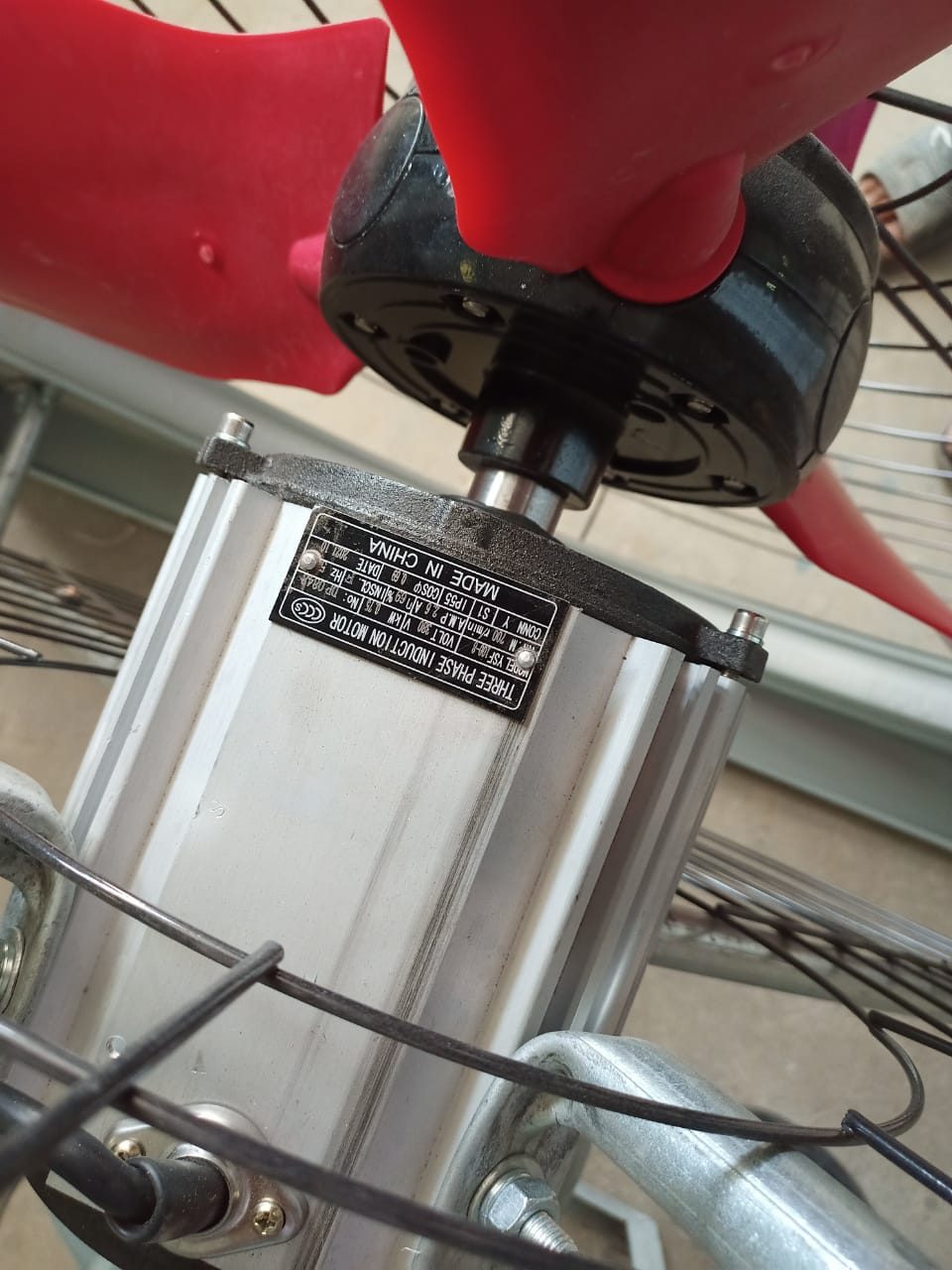 Motor nameplate and technical specification detail